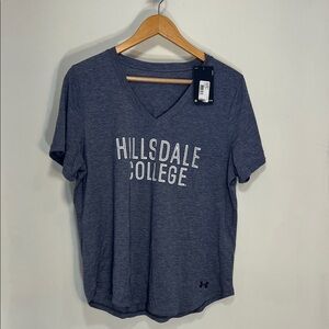 Under Armour Charcoal Athletic V neck Hillsdale College Tee